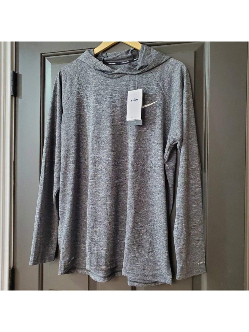 Nike Swim Hoodie Hydro Guard Shirt Mens Large L Gray Long Sleeve Dri-Fit NWT